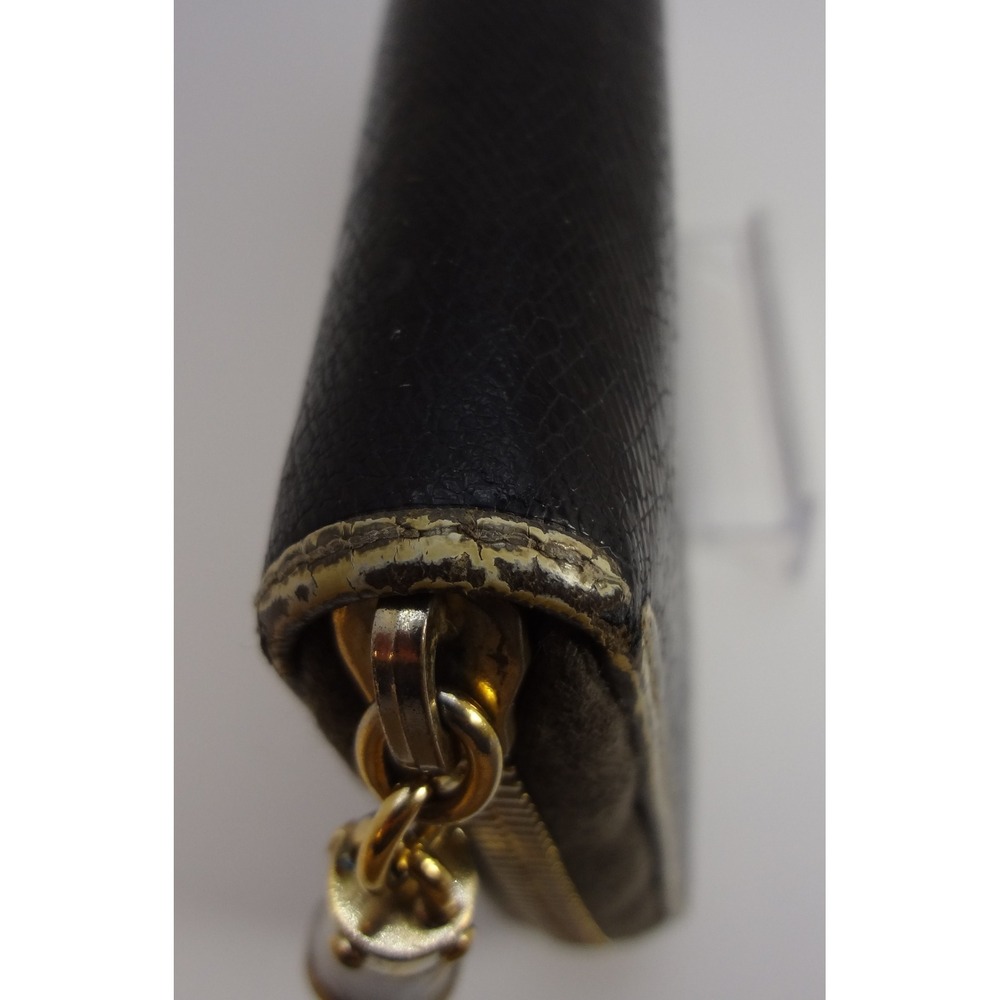 Gucci Black Wallet Textured‎ Bamboo Tassel Gold Metallic Leather Trim Zip-Around - Picture 9 of 10